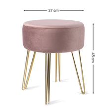 Lade das Bild in den Galerie-Viewer, Runder Sitzhocker Schminktisch Hocker Samt Ottoman Gepolsterter Hocker Metallstütze(37*45cm)