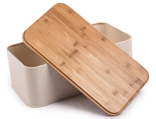 Lade das Bild in den Galerie-Viewer, Brotbox mit Deckel, Großer Knäckebrot Box aus Metall, Brotaufbewahrungsbox , Brot ,Kekse Lange Aufbewahren und Trocken Halten (Beige-42cm)