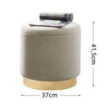 Lade das Bild in den Galerie-Viewer, Hocker Zylindrischer Samthocker mit Stauraum rund, Polsterhocker kleiner,Fußbank Hocker ,Maximale Belastung 150kg,Größe 37x37x41.5cm(Beige)