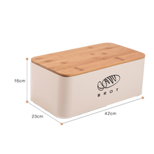 Lade das Bild in den Galerie-Viewer, Brotbox mit Deckel, Großer Knäckebrot Box aus Metall, Brotaufbewahrungsbox , Brot ,Kekse Lange Aufbewahren und Trocken Halten (Beige-42cm)