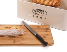 Lade das Bild in den Galerie-Viewer, Brotbox mit Deckel, Großer Knäckebrot Box aus Metall, Brotaufbewahrungsbox , Brot ,Kekse Lange Aufbewahren und Trocken Halten (Beige-42cm)