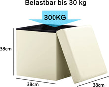 Lade das Bild in den Galerie-Viewer, Sitzwürfel mit Stauraum Fußbank Truhen Aufbewahrungsbox faltbar belastbar Kunstleder(Beige)
