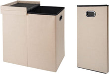 Lade das Bild in den Galerie-Viewer, Doppel-Wäschekorb mit Deckel, Innenfächern,und abnehmbaren Wäschesäcke Faltbar,Schmutziger Kleiderkorb,Schlafsaal, Raumaufbewahrung für Schlafzimmer, Badezimmer 115L