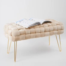 Lade das Bild in den Galerie-Viewer, Moderner Velvet SitzBank, Quadratisch Ottoman-Fußhocker