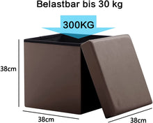 Lade das Bild in den Galerie-Viewer, Sitzwürfel mit Stauraum Fußbank Truhen Aufbewahrungsbox faltbar belastbar Kunstleder(Dunkelbraun)