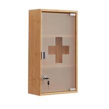 Lade das Bild in den Galerie-Viewer, Medizinschränke, Medikamentenschrank aus Bambus, Arzneischrank mit 2 zwei Schlüsseln, Apothekerschrank mit satiniertem gehärtetem Glas(3 Schichten)