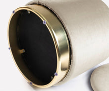 Lade das Bild in den Galerie-Viewer, Hocker Zylindrischer Samthocker mit Stauraum rund, Polsterhocker kleiner,Fußbank Hocker ,Maximale Belastung 150kg,Größe 37x37x41.5cm(Beige)