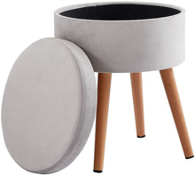 Lade das Bild in den Galerie-Viewer, Aufbewahrungsbox Stuhl Ottoman Polstersitz aus Samt und Massivholz (Dunkelgrauer Samt)