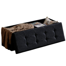 Lade das Bild in den Galerie-Viewer, Sitzbank mit Stauraum,Sitzhocker, Aufbewahrungsbox,faltbar,max.Belastbarkeit300kg,120 L,114x38x38cm,MDF-Platte und Leinenimitat.