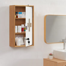 Lade das Bild in den Galerie-Viewer, Medizinschränke, Medikamentenschrank aus Bambus, Arzneischrank mit 2 zwei Schlüsseln, Apothekerschrank mit satiniertem gehärtetem Glas(3 Schichten)