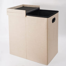 Lade das Bild in den Galerie-Viewer, Doppel-Wäschekorb mit Deckel, Innenfächern,und abnehmbaren Wäschesäcke Faltbar,Schmutziger Kleiderkorb,Schlafsaal, Raumaufbewahrung für Schlafzimmer, Badezimmer 115L