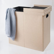 Lade das Bild in den Galerie-Viewer, Doppel-Wäschekorb mit Deckel, Innenfächern,und abnehmbaren Wäschesäcke Faltbar,Schmutziger Kleiderkorb,Schlafsaal, Raumaufbewahrung für Schlafzimmer, Badezimmer 115L