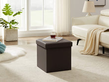 Lade das Bild in den Galerie-Viewer, Sitzwürfel mit Stauraum Fußbank Truhen Aufbewahrungsbox faltbar belastbar Kunstleder(Dunkelbraun)