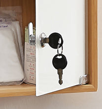 Lade das Bild in den Galerie-Viewer, Medizinschränke, Medikamentenschrank aus Bambus, Arzneischrank mit 2 zwei Schlüsseln, Apothekerschrank mit satiniertem gehärtetem Glas(3 Schichten)