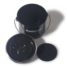 Lade das Bild in den Galerie-Viewer, Biomülleimer Küche 3,5 L , Bio Mülleimer Geruchsdicht mit Aktivkohlefiltern , Komposteimer Metall , Biomüll Retro(Schwarz)