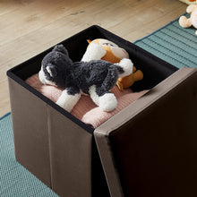 Lade das Bild in den Galerie-Viewer, Sitzwürfel mit Stauraum Fußbank Truhen Aufbewahrungsbox faltbar belastbar Kunstleder(Dunkelbraun)