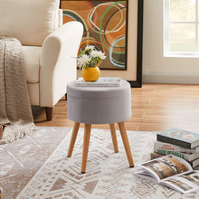 Lade das Bild in den Galerie-Viewer, Aufbewahrungsbox Stuhl Ottoman Polstersitz aus Samt und Massivholz (Dunkelgrauer Samt)