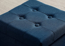 Lade das Bild in den Galerie-Viewer, Fußhocker, Fußbank Truhen Aufbewahrungsbox faltbar belastbar bis 300 kg, Leinen, 38 x 38 x 38 cm(Marineblau)