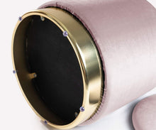 Lade das Bild in den Galerie-Viewer, Hocker Zylindrischer Samthocker mit Stauraum rund,37x37x41.5cm(Pink)