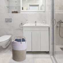 Lade das Bild in den Galerie-Viewer, Wäschekorb mit Henkel, Spielzeug Aufbewahrung, Aufbewahrungsbox Geflochten, Wäschesammler Groß, Aufbewahrungskorb Kinderzimmer(Braun-D 38 x H 50 CM)