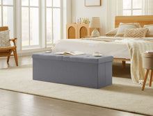 Lade das Bild in den Galerie-Viewer, Sitzbank mit Stauraum Faltbar Sitztruhe belastbar bis 300 kg, Deckel Abnehmbar, 114x38x38 cm,Grau
