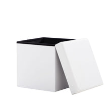 Lade das Bild in den Galerie-Viewer, Sitzwürfel mit Stauraum Fußbank Truhen Aufbewahrungsbox faltbar belastbar Kunstleder Weiß
