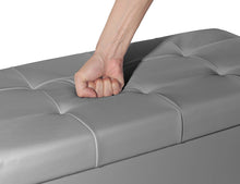 Lade das Bild in den Galerie-Viewer, Sitzbank,Fußhocker, Sitztruhe faltbar mit Stauraum belastbar bis 300kg 76 x 38 x 38 cm«, Aus MDF-Platte und Kunstleder. (Kunstleder-Grau)