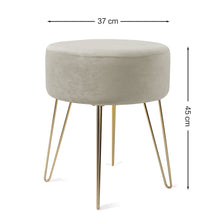 Lade das Bild in den Galerie-Viewer, Runder Sitzhocker Schminktisch Hocker Samt Ottoman Gepolsterter Hocker Metallstütze(37*45cm)