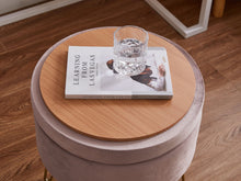 Lade das Bild in den Galerie-Viewer, Hocker samt rund, schminktisch hocker, Polsterhocker,Schminktischbänke, Sitzhocker mit stauraum (Abnehmbarer Deckel) Metall Bein D.37.5cm*H45cm