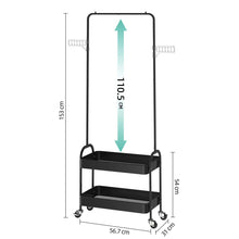 Lade das Bild in den Galerie-Viewer, Kleiderständer auf Rollen,Kleiderstange mit2Korbböden,2Kunststoffbügel«, (RT152BK), Geeignet für Schlafzimmer, Wohnzimmer, Flur zu Hause und das Büro