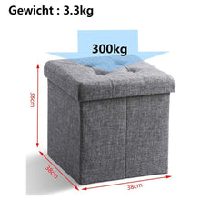 Lade das Bild in den Galerie-Viewer, Fußhocker, Fußbank Truhen Aufbewahrungsbox faltbar belastbar bis 300 kg, Leinen, 38 x 38 x 38 cm(Dunkelgrau)