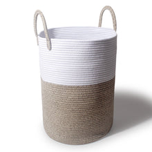 Lade das Bild in den Galerie-Viewer, Wäschekorb mit Henkel, Spielzeug Aufbewahrung, Aufbewahrungsbox Geflochten, Wäschesammler Groß, Aufbewahrungskorb Kinderzimmer(Braun-D 38 x H 50 CM)