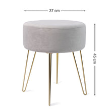 Lade das Bild in den Galerie-Viewer, Runder Sitzhocker Schminktisch Hocker Samt Ottoman Gepolsterter Hocker Metallstütze(37*45cm)