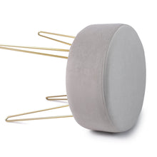 Lade das Bild in den Galerie-Viewer, Runder Sitzhocker Schminktisch Hocker Samt Ottoman Gepolsterter Hocker Metallstütze(37*45cm)