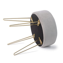 Lade das Bild in den Galerie-Viewer, Runder Sitzhocker Schminktisch Hocker Samt Ottoman Gepolsterter Hocker Metallstütze(37*45cm)