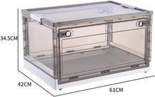 Lade das Bild in den Galerie-Viewer, Faltbare Kunststoff-Aufbewahrungsbox Transparent mit Deckel &amp; Rädern,60L(34,5x42x61cm)*1stk,Organizer zum Aufbewahren von Büchern, Kleidung, Spielzeug, Bettzeug oder als Schuhkarton(Weiß)
