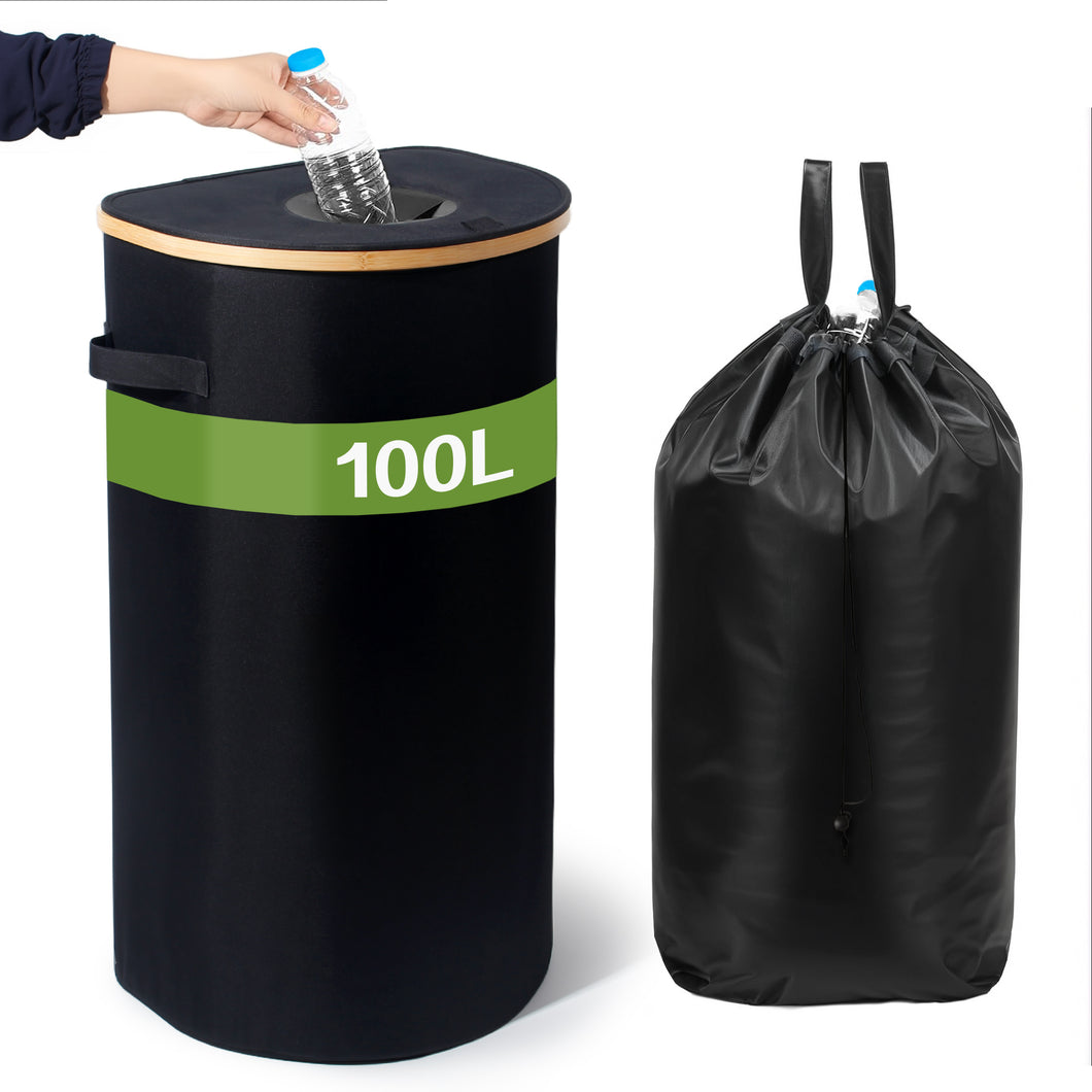 100L Pfandflaschen Sammelbehälter mit Deckel & abnehmbare Tragetaschen