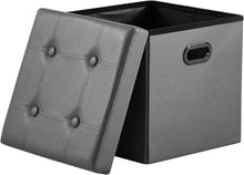 Lade das Bild in den Galerie-Viewer, Sitzhocker ,Stauraum Fußhocker, Aufbewahrungsbox faltbar belastbar bis 300 kg, 38 x 38 x 38 cm,Aus MDF-Platte und Kunstleder.
