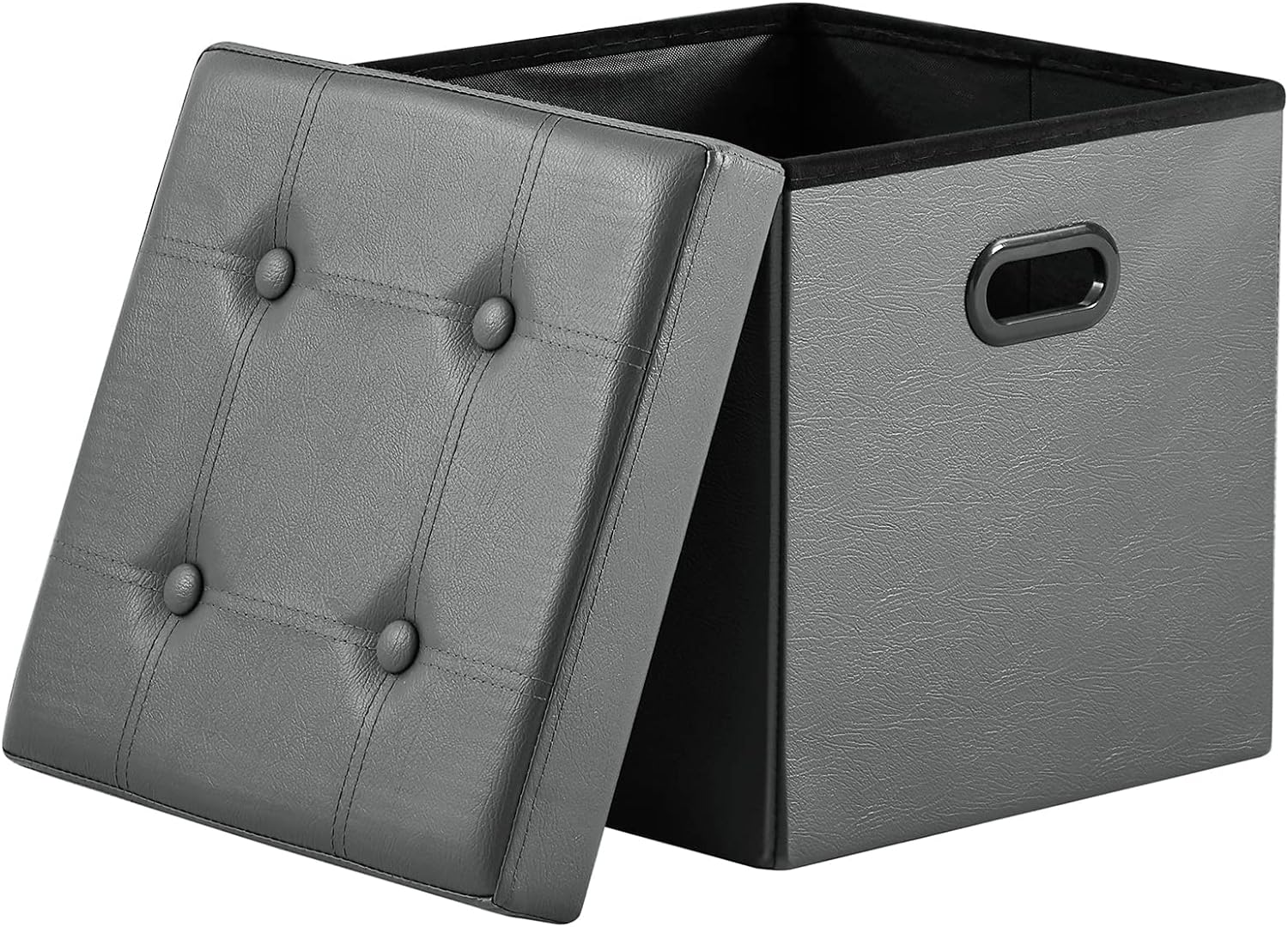 VBChome Sitzpouf Mit Stauraum - Grauer Samt, 60x38x38 Cm, Faltbar & Vielseitig