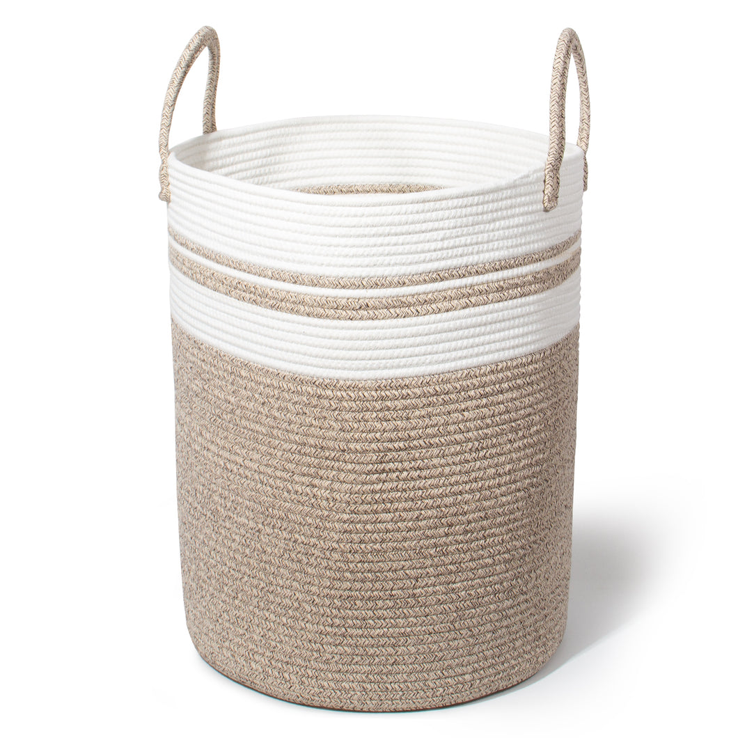 Wäschekorb mit Henkel, Spielzeug Aufbewahrung, Aufbewahrungsbox Geflochten, Wäschesammler Groß, Aufbewahrungskorb Kinderzimmer（Braun2, D 38 x H 50 CM)）