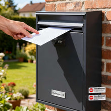 Lade das Bild in den Galerie-Viewer, Briefkasten  mit Edelstahl Namensschild Wandbriefkasten Postkasten briefkästen mit Zahlenschloss （(8,5 x 26 x 35 cm)）
