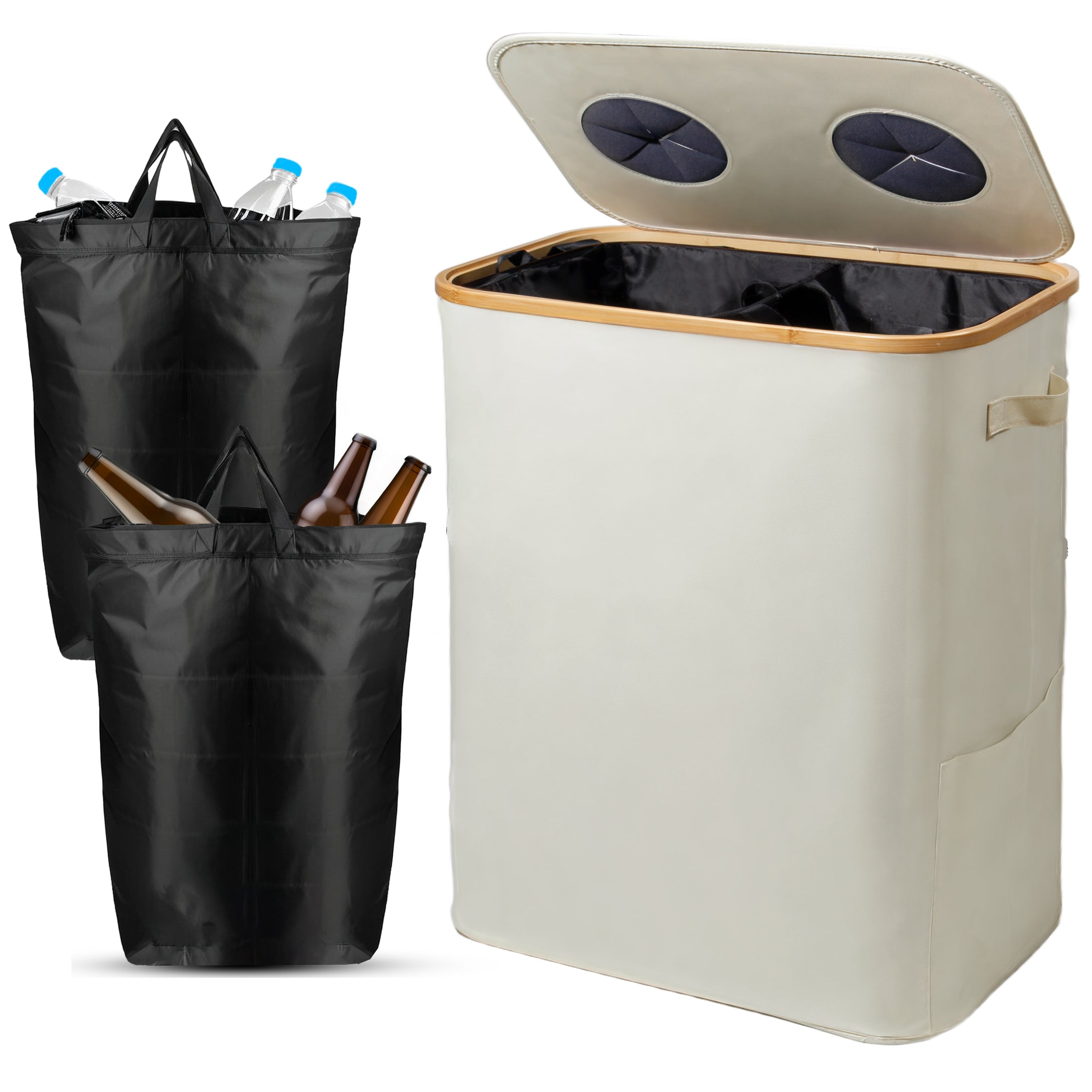 140L Pfandflaschen Sammelbehälter mit Deckel & XXL Tragetaschen, Flasc – Zedelmaier Shop