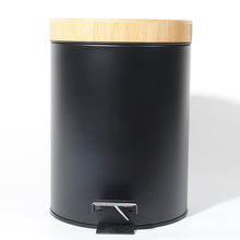 Lade das Bild in den Galerie-Viewer, 5L Mülleimer Bad mit Holzdeckel, Kosmetikeimer mit Absenkautomatik (Soft Close), Badezimmer eimer, Abfalleimer Bad
