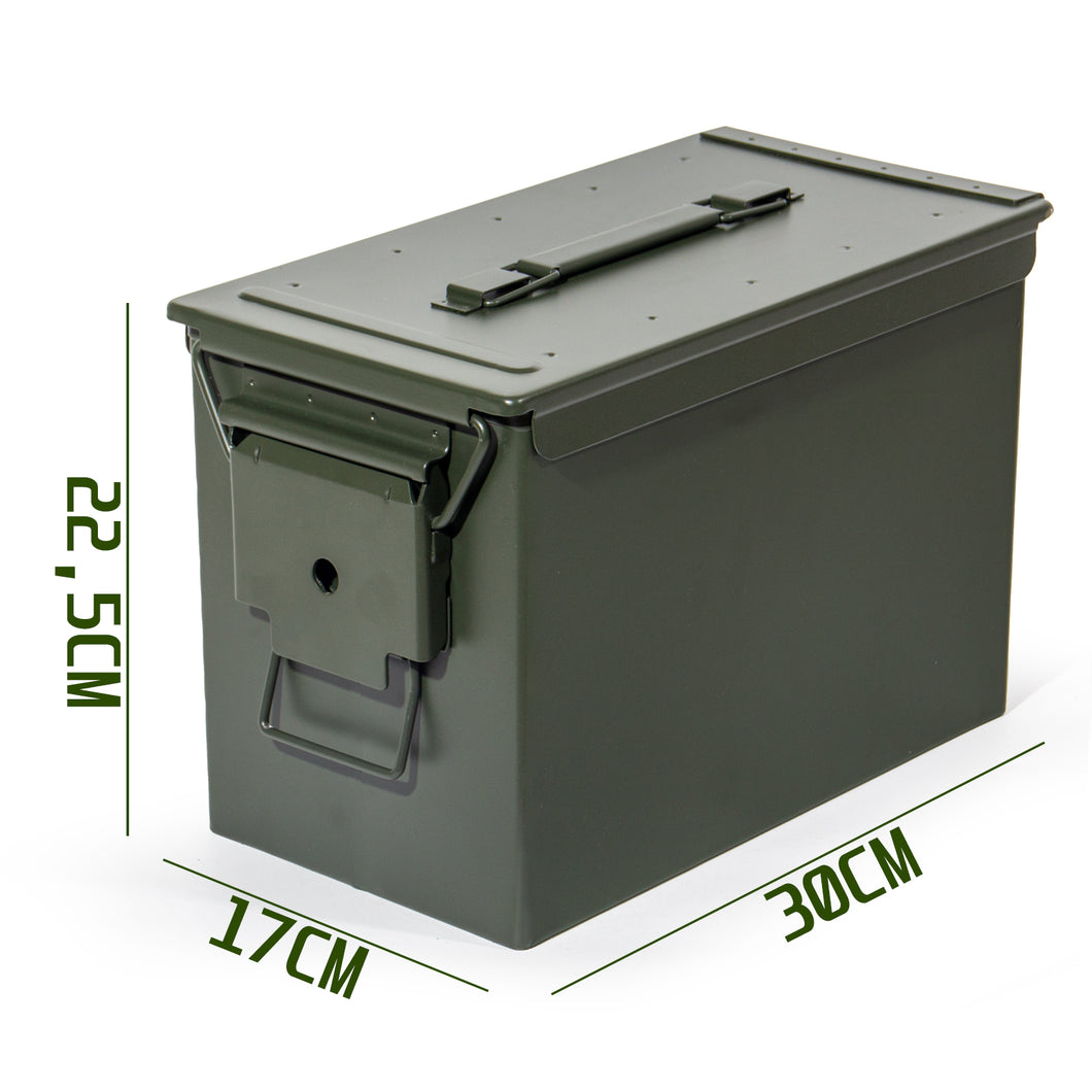 Munitionskiste Abschließbar, US Ammo Box, Patronenbox, Aufbewahrungsbox für Lithiumbatterien, Armeegrün