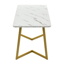 Lade das Bild in den Galerie-Viewer, Esstisch，(1-St), Gestell aus Metall, Rechteckiger Esstisch aus Moderner Marmor Küchentisch mit Metallbeinen für Esszimmer Wohnzimmer, Weiß, Golden/Weiß
