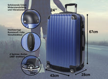 Lade das Bild in den Galerie-Viewer, Handgepäck Koffer Reisekoffer mit Rollen Trolley Handgepäck Trolley Rollkoffer Sicherheit Zahlenschloß Airline-kompatibel Handgepäck 4 Rollen(Dunkelblau)
