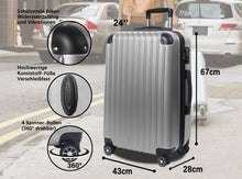 Lade das Bild in den Galerie-Viewer, Handgepäck Koffer Reisekoffer mit Rollen Trolley Handgepäck Trolley Rollkoffer Sicherheit Zahlenschloß Airline-kompatibel Handgepäck 4 Rollen(Silber)
