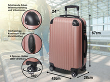 Lade das Bild in den Galerie-Viewer, Handgepäck Koffer Reisekoffer mit Rollen Trolley Handgepäck Trolley Rollkoffer Sicherheit Zahlenschloß Airline-kompatibel Handgepäck 4 Rollen(Roségold)
