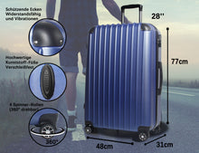 Lade das Bild in den Galerie-Viewer, Handgepäck Koffer Reisekoffer mit Rollen Trolley Handgepäck Trolley Rollkoffer Sicherheit Zahlenschloß Airline-kompatibel Handgepäck 4 Rollen(Dunkelblau)
