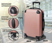 Lade das Bild in den Galerie-Viewer, Handgepäck Koffer Reisekoffer mit Rollen Trolley Handgepäck Trolley Rollkoffer Sicherheit Zahlenschloß Airline-kompatibel Handgepäck 4 Rollen(Roségold)
